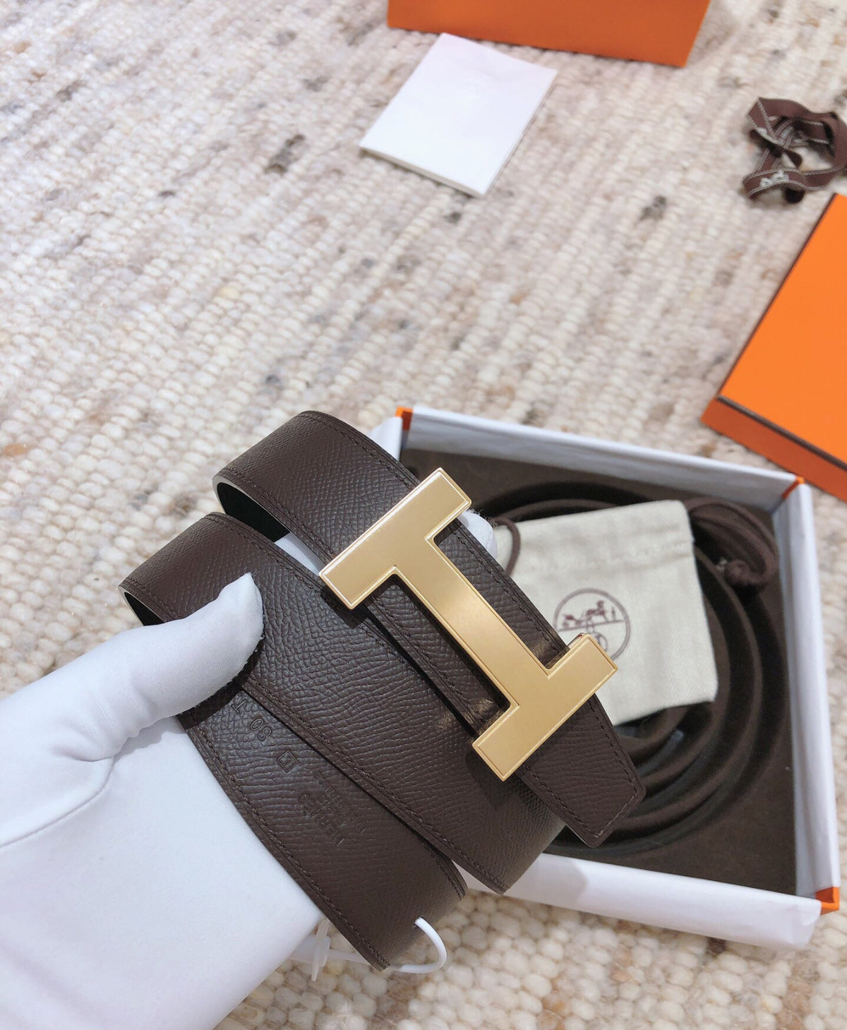 Hermés Belt Brown &amp; Gold 2