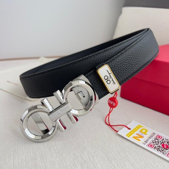 Ferragamo Belt Black &amp; Silver 1