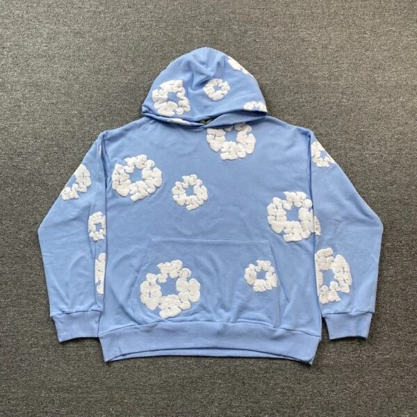 Sweat à capuche en denim bleu bébé 1