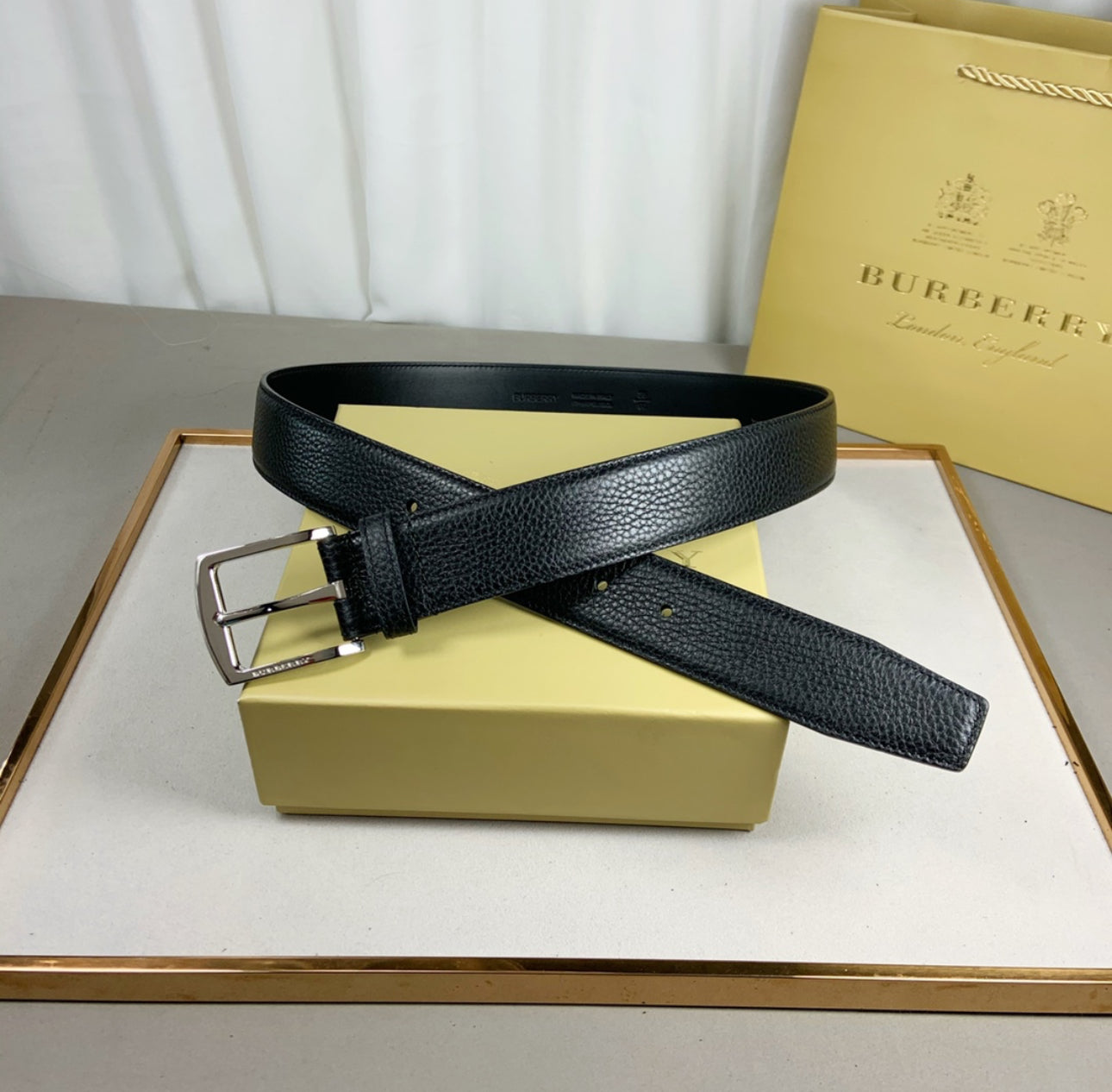 Burberry Belt Black &amp; Silver 8