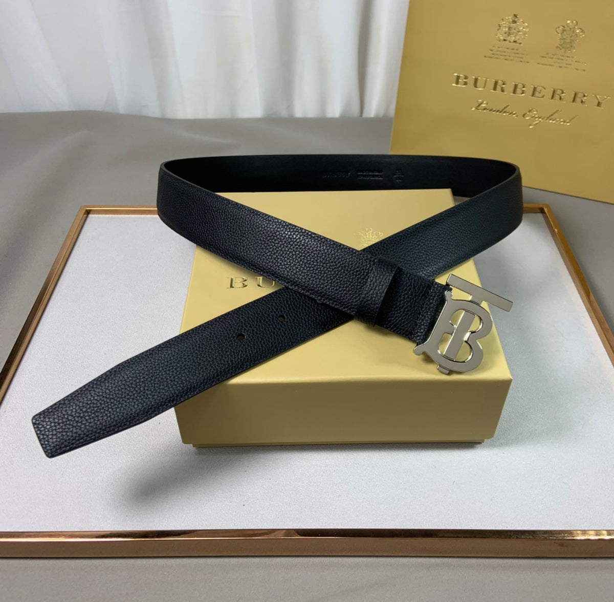 Burberry Belt Black &amp; Silver 9