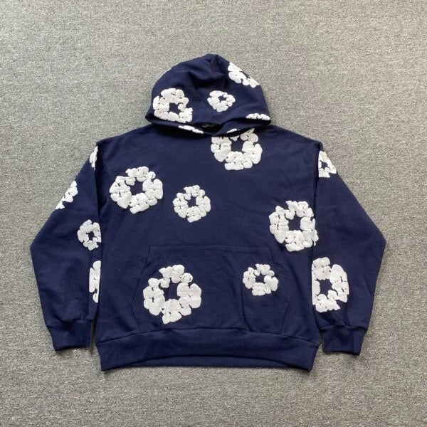 Sweat à capuche en denim bleu foncé 3