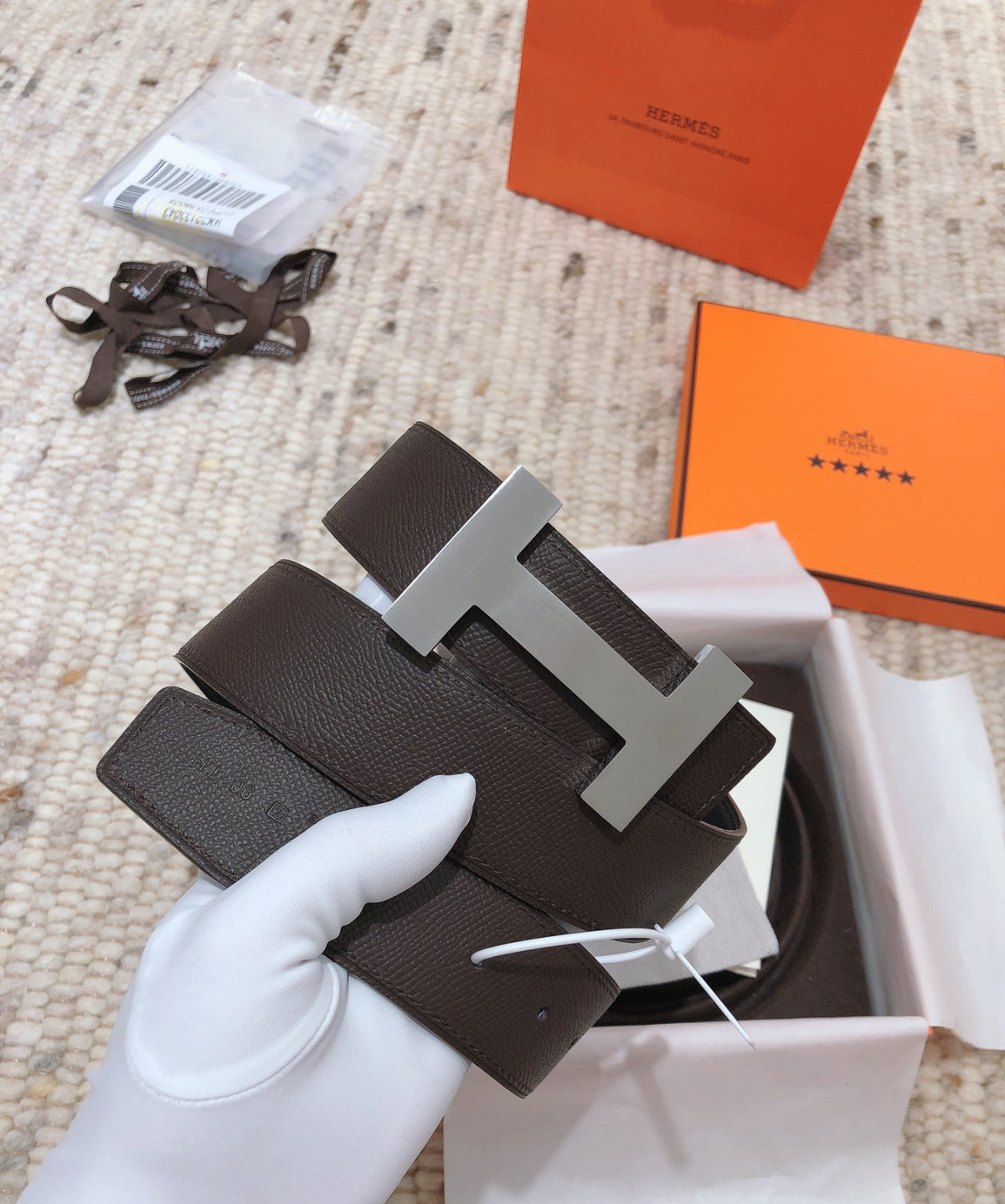 Hermés Belt Brown &amp; Silver 6