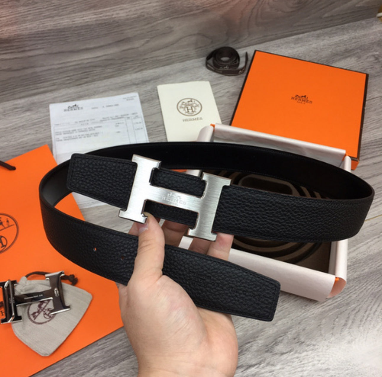 Ceinture Hermès Noir &amp; Argent 11