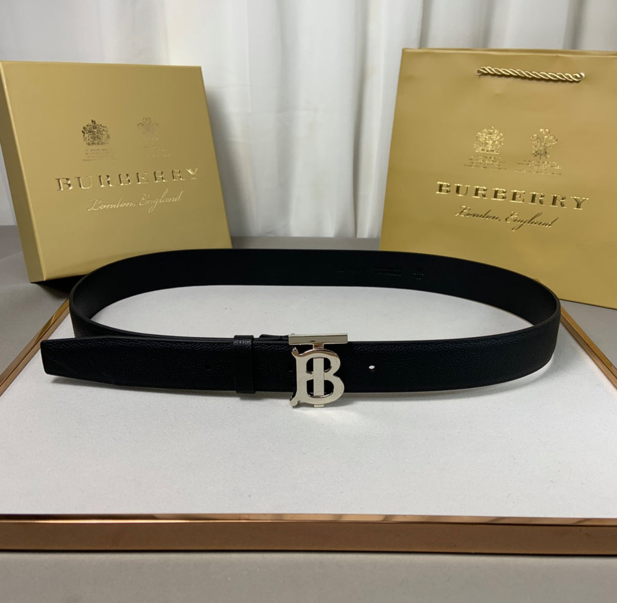 Burberry Belt Black &amp; Silver 9