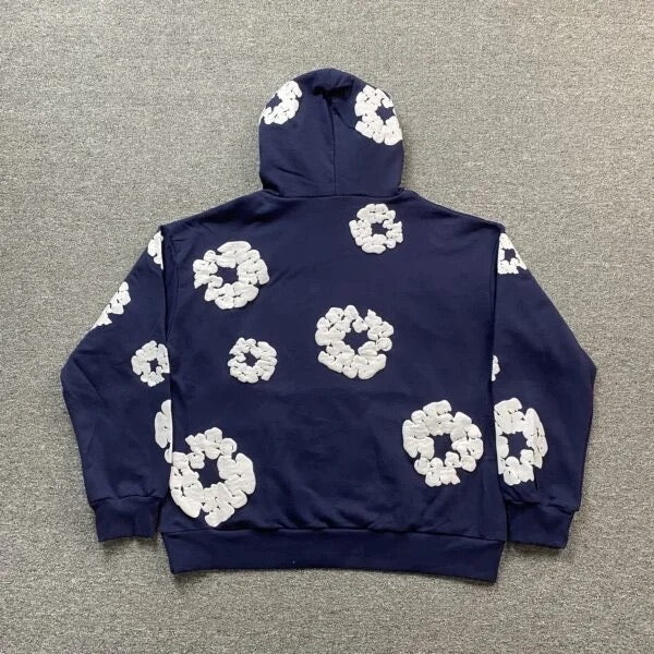 Sweat à capuche en denim bleu foncé 3