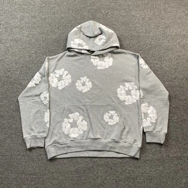 Sweat à capuche en denim gris 4