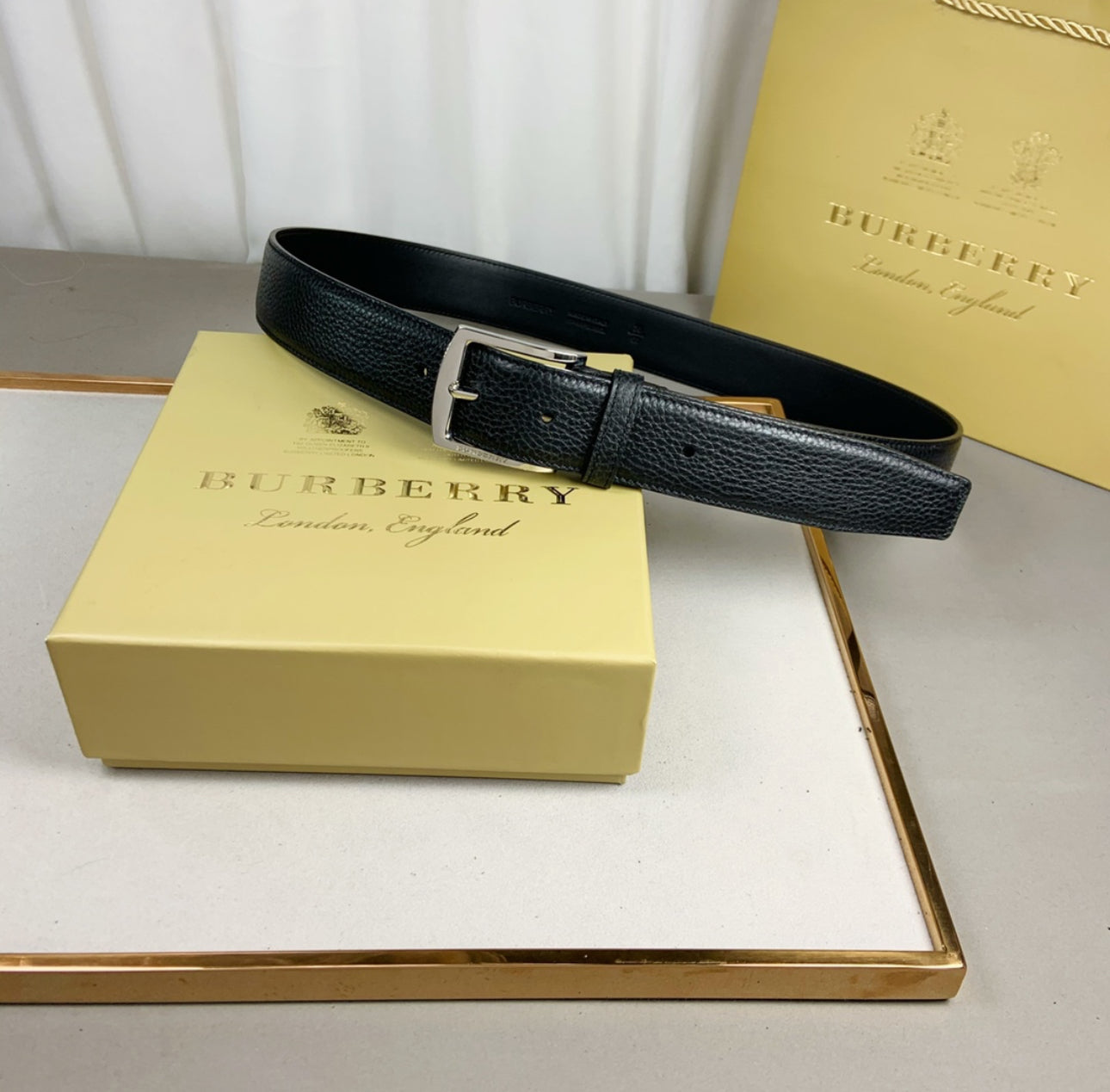 Burberry Belt Black &amp; Silver 8